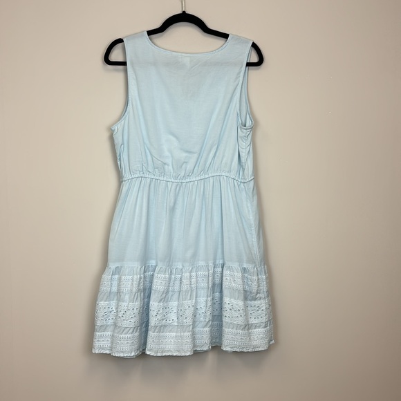 Joie Blue V Neck Sleeveless Cinch Waist Tassel Tie Dress Size Medium - Picture 6 of 6